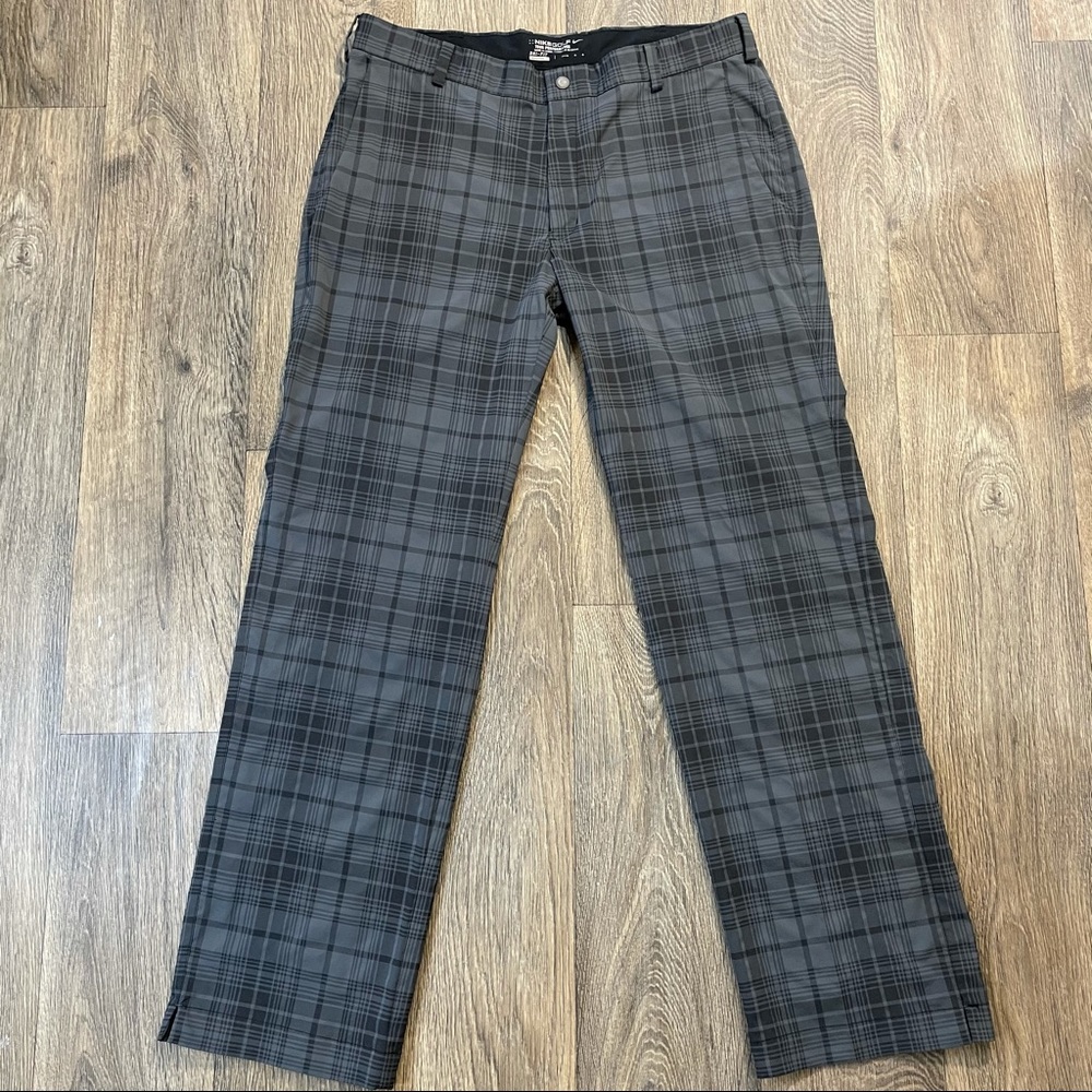 Nike Golf Tour Performance Dri-Fit Men’s Gray Black Plaid Pants 34x32 Straight